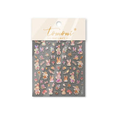 Stickers nail art Wonderland aux motifs lapin