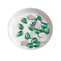 cristaux strass en forme de gouttes vert miroir pour nail art