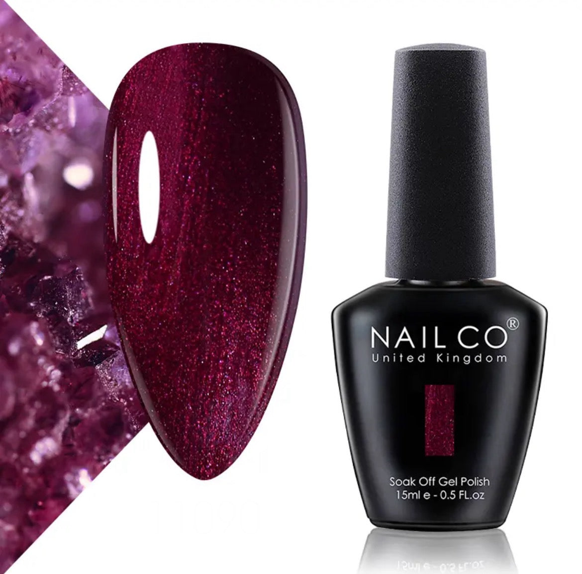 vernis en gel amethyste scintillante rouge bordeaux