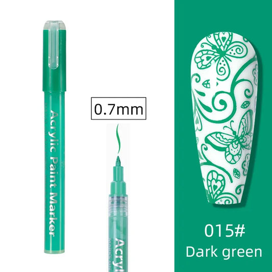 STYLO GRAFFITI NAIL ART VERT CYAN