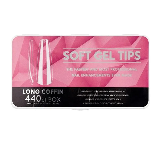 boite de 440 capsules gel x pour extension d'ongles long coffin