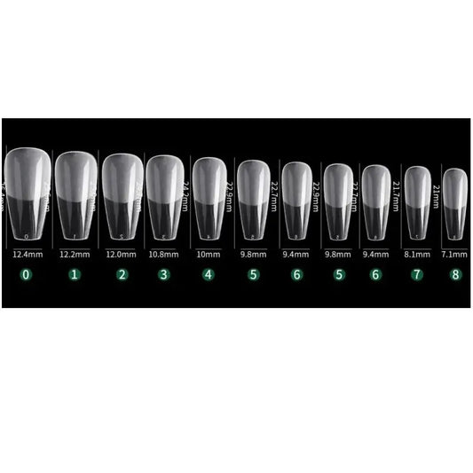 guide de taille de la boite de 550 capsules gel x medium coffin pour extension d'ongles