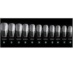 guide de taille de la boite de 550 capsules gel x medium coffin pour extension d'ongles