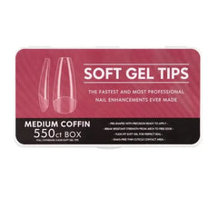 SOFT GEL NAIL TIPS LONG COFFIN WIDE (Box of 550 capsules)