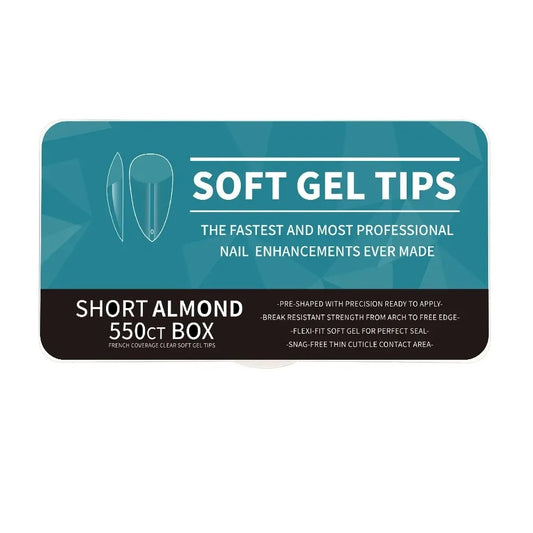 boite de 550 capsules gel x short almond pour extension d'ongles