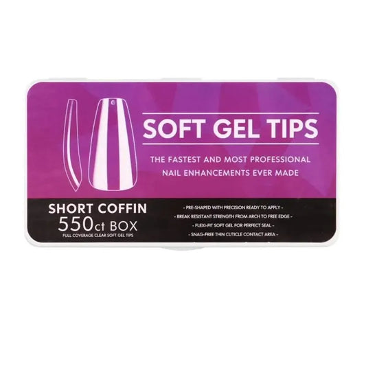 boite de 550 short coffin wide gel x capsules pour extension d'ongles