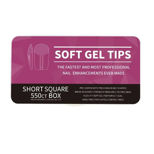 boite de 550 capsules gel x pour extension d'ongles à domicile short square