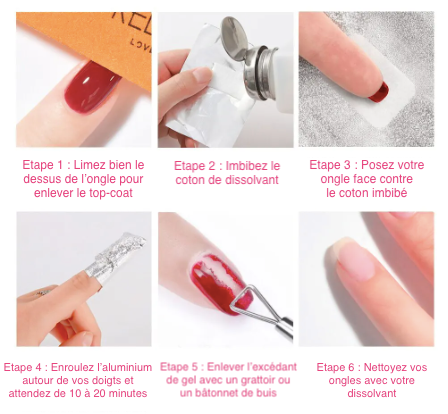 Etape pour retirer le vernis en gel/semi-permanent