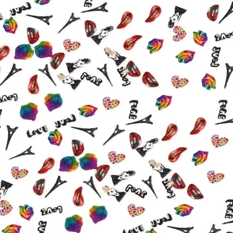 motifs "love & paris" à coller sur les ongles pour un nail art élégant