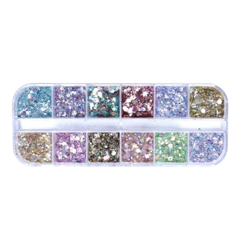 palette de 12 pots de paillettes pour nail art