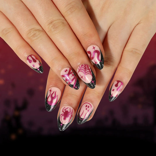 Press On Nails Halloween - Flamme et Fantôme Glamour