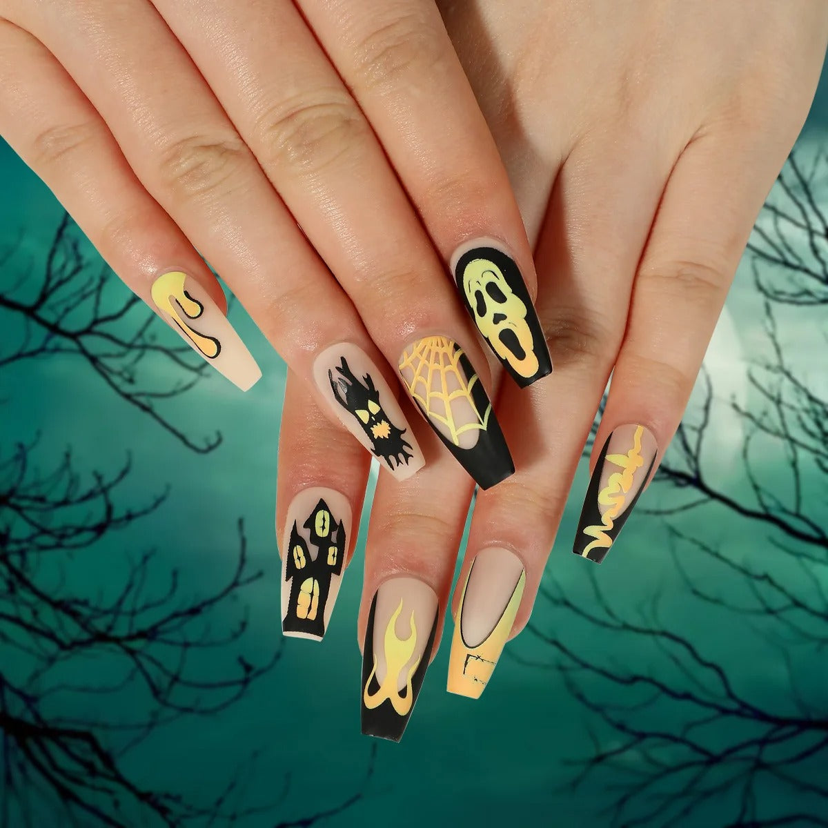 Press On Nails Halloween - Scream Edition Jaune