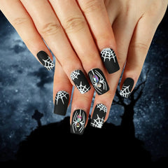 Press On Nails Halloween - Toiles d'Araignée Cristal