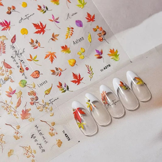 Stickers pour ongles motifs feuilles d'automne