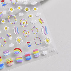 stickers pour ongles smiley and cloud multicolores