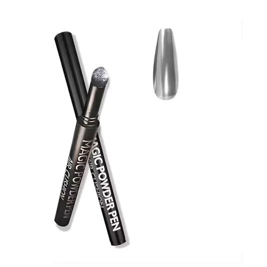 SILVER CHROME NAIL POWDER PEN